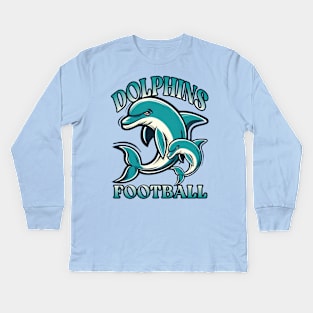 Dolphins Football Fan Art Kids Long Sleeve T-Shirt